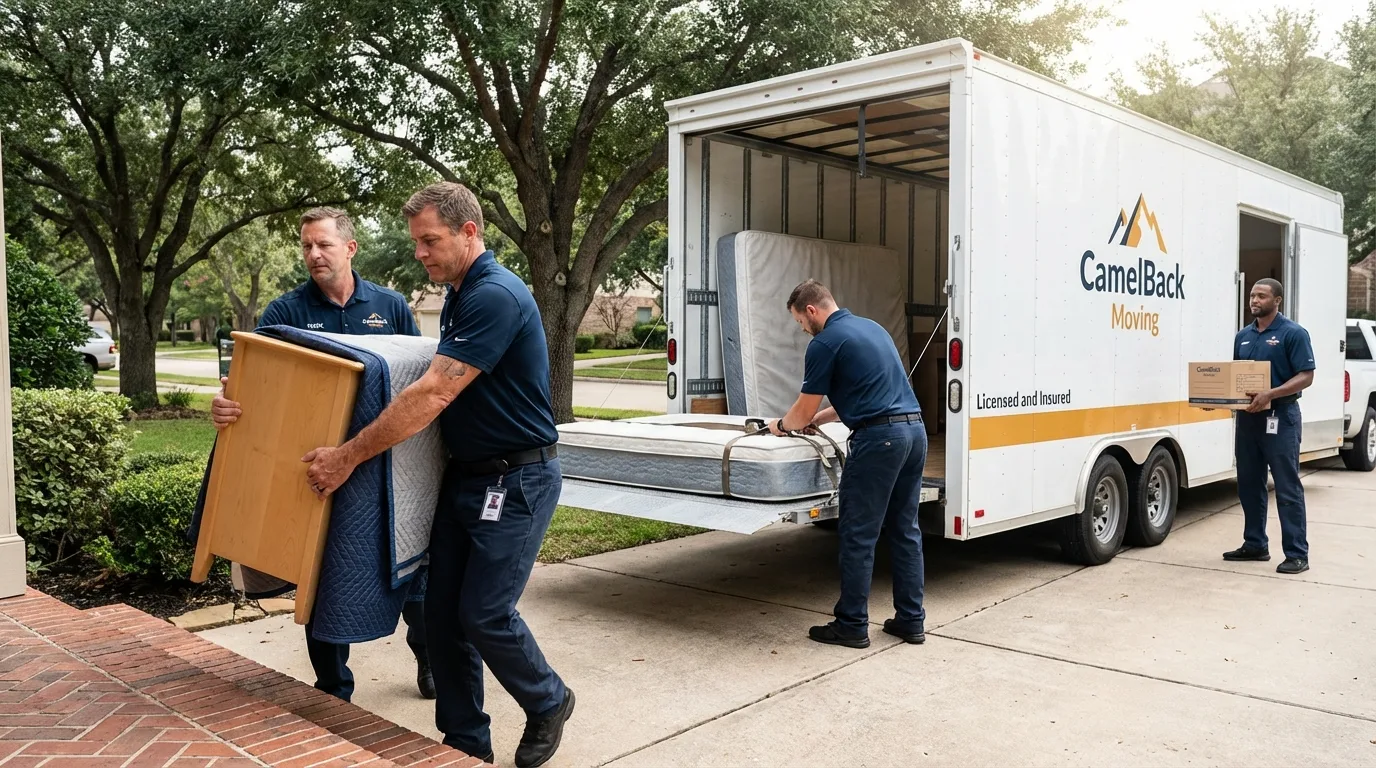 Crew loading residential truck for cross-state move from Oreland, PA